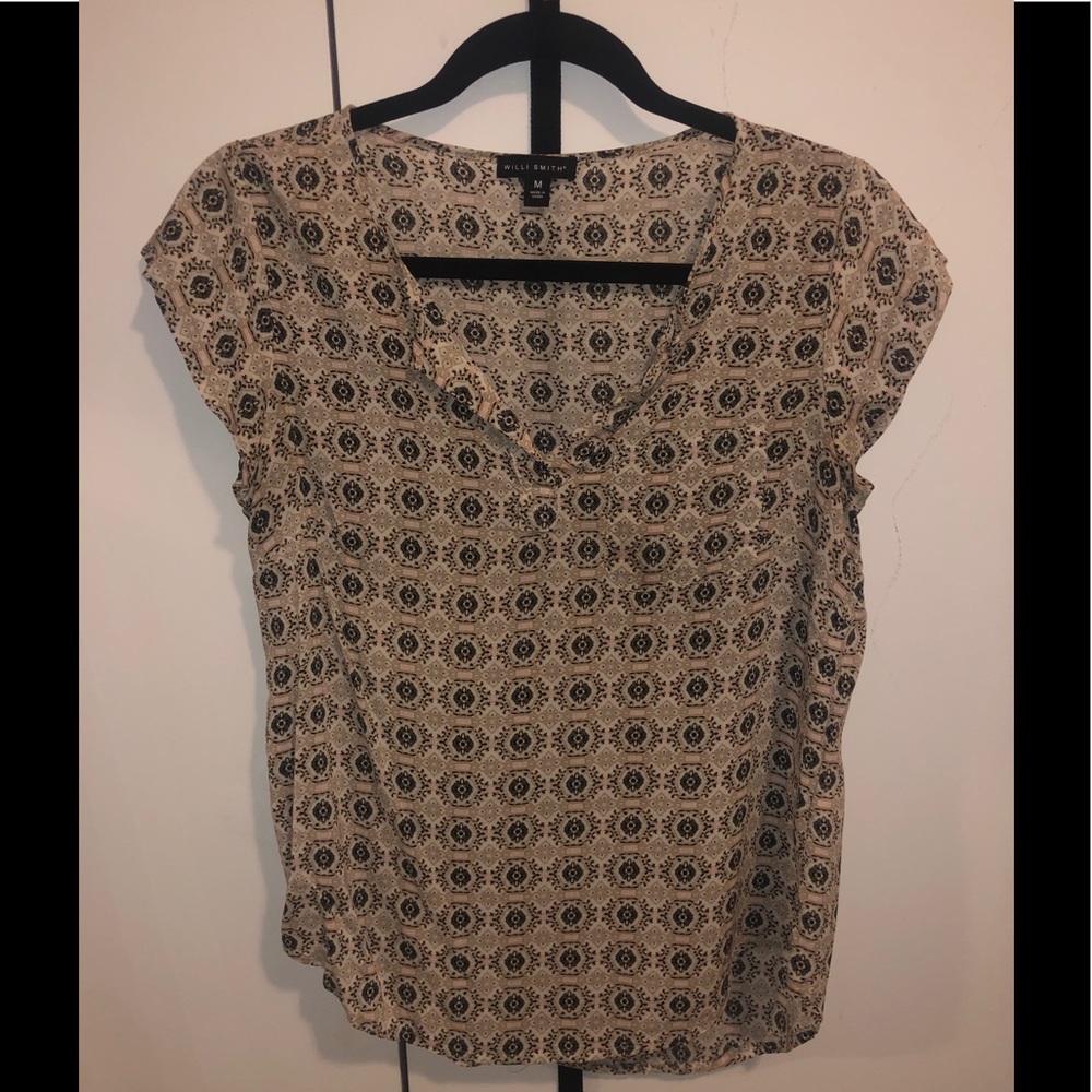 💚Willi Smith Patterned Short Sleeve Blouse Sz M